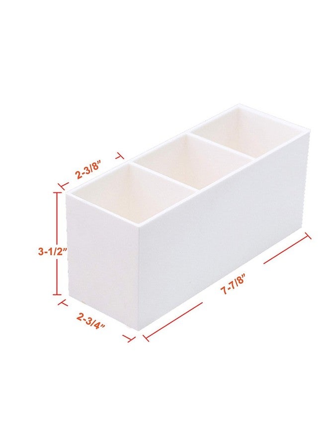 EHKO Premium Acrylic Makeup Brush Holder Organizer - 3 Compartment Storage Case, Elegant White Makeup Brush Cup Container for Easy Organization and Quick Access - Image 2