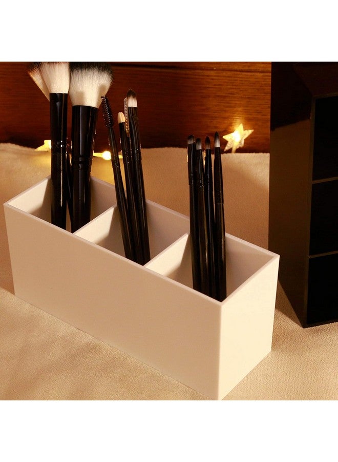 EHKO Premium Acrylic Makeup Brush Holder Organizer - 3 Compartment Storage Case, Elegant White Makeup Brush Cup Container for Easy Organization and Quick Access - Image 5