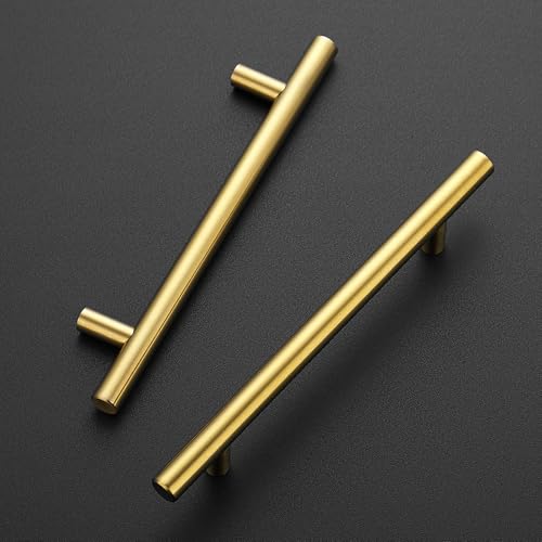 JOY DECOR 10 Pack 738 Inch Cabinet Pulls Kitchen Cabinet Handles with 5 Inch Hole Center Brushed Brass Cabinet Hardware Stainless Steel Kitchen Drawer Pulls for Cabinets Cupboard 128mm Hole Centers - Image 3