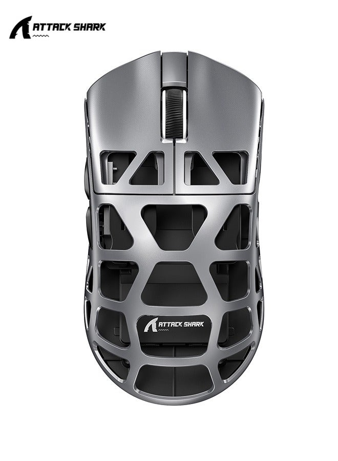 Attack Shark R3 46g Superlight Wireless Gaming Mouse, Magnesium Alloy BT/2.4Ghz/Wired Computer Mouse, PAW3395 26K DPI Sensor, 8000Hz Wireless Polling Rate Programmable Mice for PC/Laptop/Mac (Grey) - Image 1