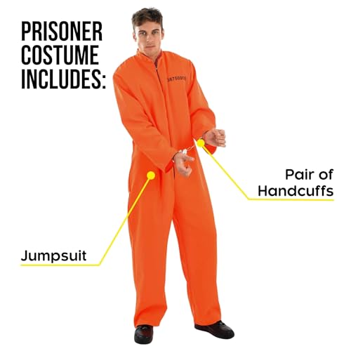 fun shack Prisoner Costume Men,Inmate Costume Men, Convict Costumes, Halloween Costumes for Adults, L - Image 2