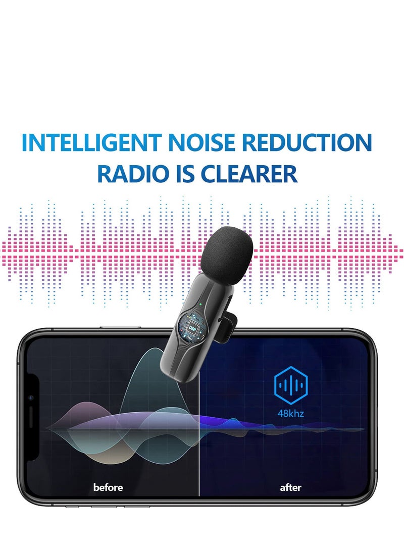 SOLARAE Wireless Lavalier Microphone for iPhone, iPad - Cordless Omnidirectional Condenser Recording Mic for TikTok, Facebook, Phone Video Recording, Interview, Vlog, Auto Sync and Noise Reduction(Black) - Image 3