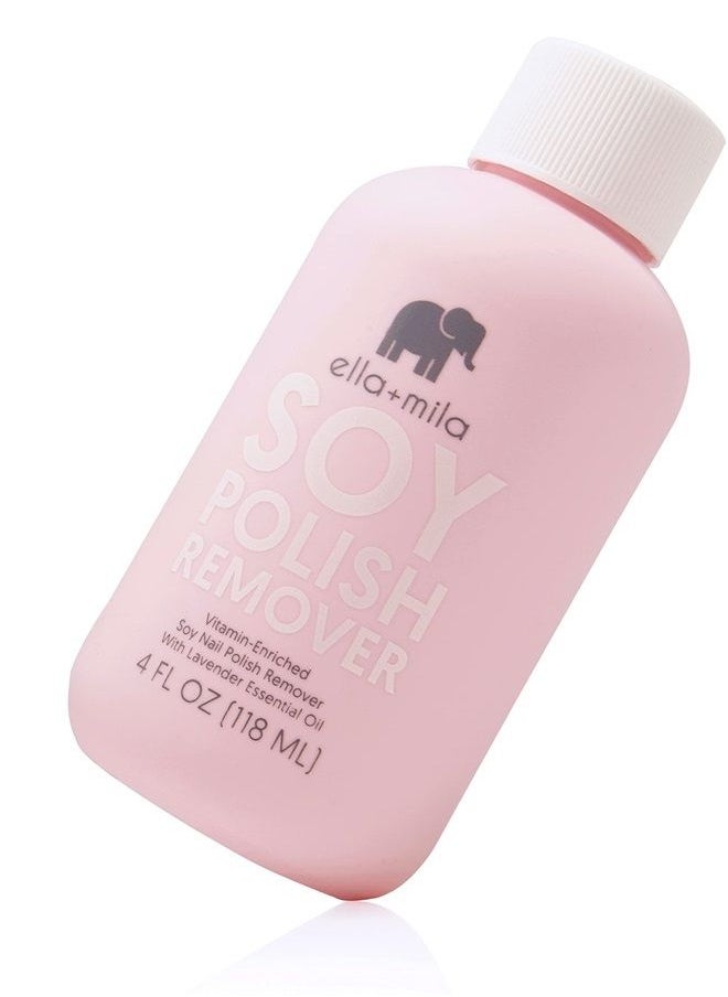 ella mila - Soy Nail Polish Remover Non-Acetone Nail Polish Remover - Non-Toxic Fingernail Polish Remover - Enriched with Lavender Essential Oil & Vitamins A,C & E (4 fl oz) - Image 1