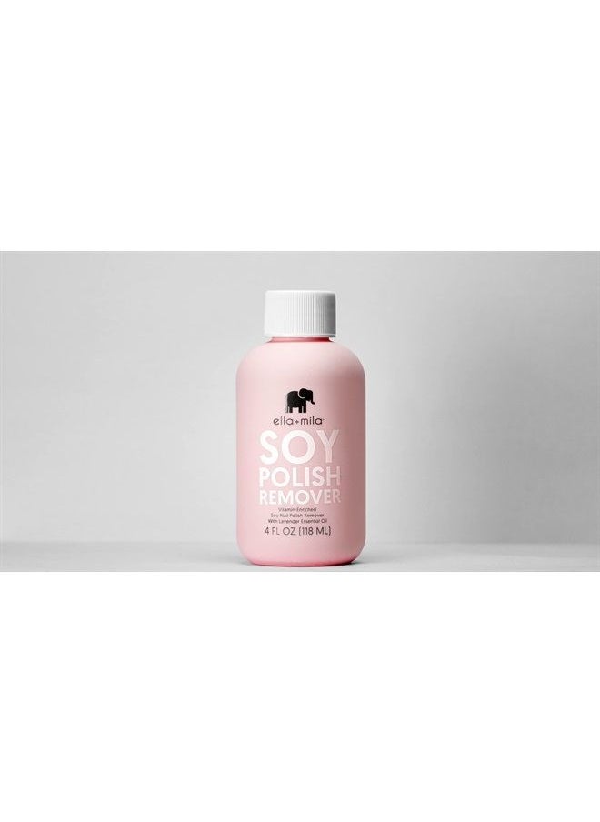 ella mila - Soy Nail Polish Remover Non-Acetone Nail Polish Remover - Non-Toxic Fingernail Polish Remover - Enriched with Lavender Essential Oil & Vitamins A,C & E (4 fl oz) - Image 1