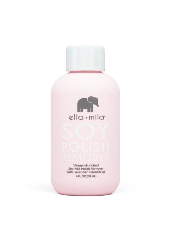 ella mila - Soy Nail Polish Remover Non-Acetone Nail Polish Remover - Non-Toxic Fingernail Polish Remover - Enriched with Lavender Essential Oil & Vitamins A,C & E (4 fl oz) - Image 1