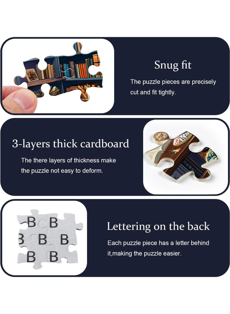 1000 Piece Puzzles, Comfortable House Dog Cat Book Theme, Winter House Kitten Challenge Puzzle - Image 5