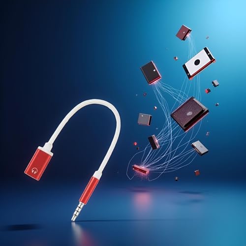 GANPUB Headphone Jack Adapter,3.5mm Male to TypeC Female Audio Cable Cord,USB C to Aux Audio Dongle Compatible with MP3 Players, CD Players, Laptops, Tablets, Smartphone, Earbuds and Accessories (Red) - Image 3