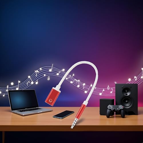 GANPUB Headphone Jack Adapter,3.5mm Male to TypeC Female Audio Cable Cord,USB C to Aux Audio Dongle Compatible with MP3 Players, CD Players, Laptops, Tablets, Smartphone, Earbuds and Accessories (Red) - Image 5