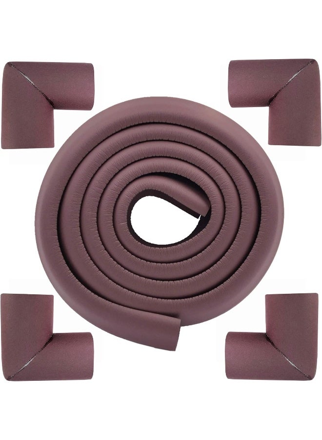 M2cbridge M2cbridge (Brown with 4 Corners) - L Shape Extra Thick Furniture Table Edge Protectors Foam Baby Safety Bumper Guard 2m - Image 1