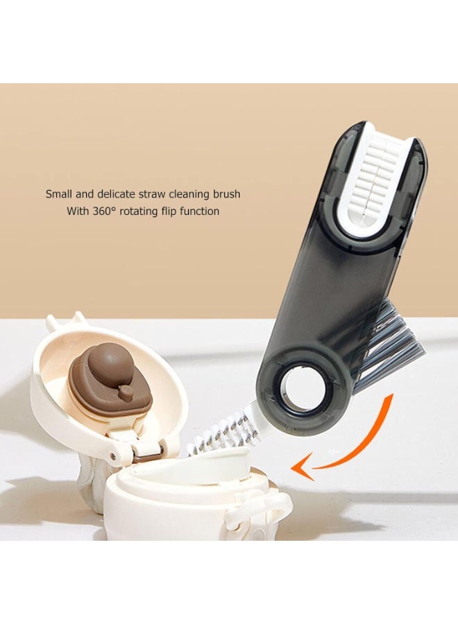 MOSH 3-in-1 Bottle Lid Cleaning Brush with 360° Rotating Head – Multifunctional Crevice and Straw Cleaning Brush for Bottle Caps and Small Gaps (Grey) - Image 4