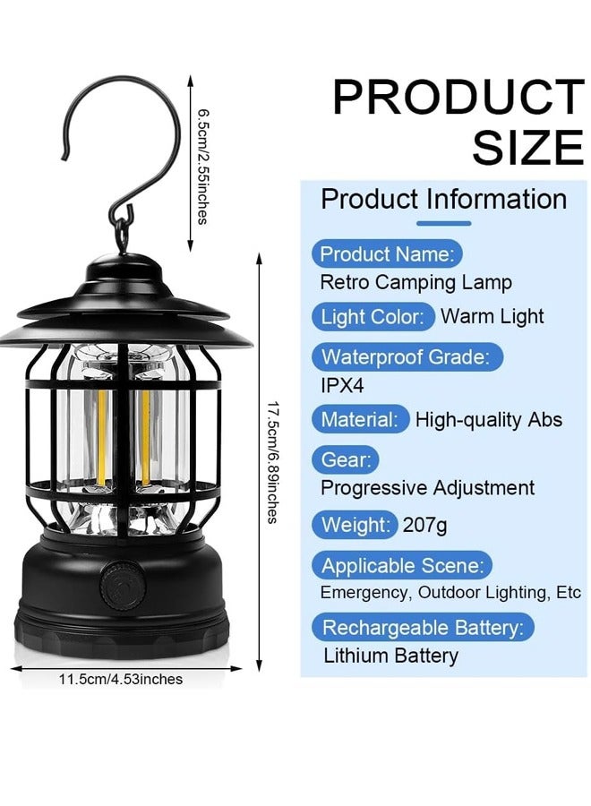 ماركة غير محددة فانوس التخييم LED، فوانيس التخييم LED المحمولة القابلة لإعادة الشحن، فانوس مقاوم للماء يدويًا ومعلق، أضواء تخييم محمولة عتيقة، ضوء خيمة مقاوم للماء في الهواء الطلق لحالات الطوارئ، وانقطاع التيار الكهربائي، والتخييم، وسقيفة المنزل  - Image 2