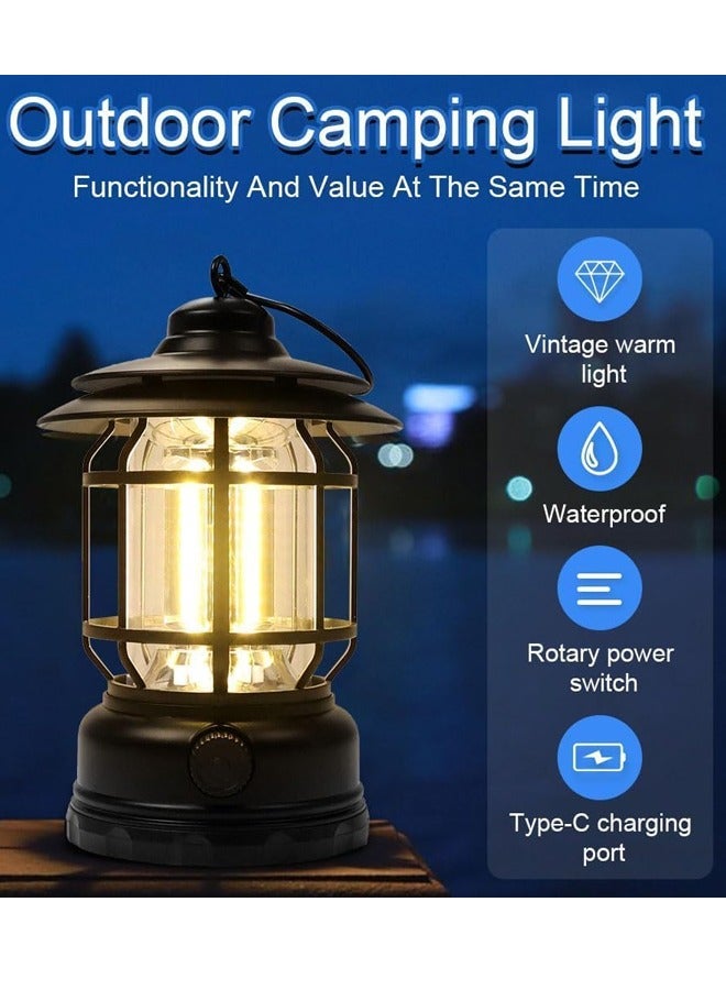 ماركة غير محددة فانوس التخييم LED، فوانيس التخييم LED المحمولة القابلة لإعادة الشحن، فانوس مقاوم للماء يدويًا ومعلق، أضواء تخييم محمولة عتيقة، ضوء خيمة مقاوم للماء في الهواء الطلق لحالات الطوارئ، وانقطاع التيار الكهربائي، والتخييم، وسقيفة المنزل  - Image 3