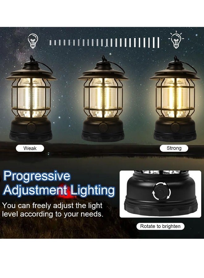 ماركة غير محددة فانوس التخييم LED، فوانيس التخييم LED المحمولة القابلة لإعادة الشحن، فانوس مقاوم للماء يدويًا ومعلق، أضواء تخييم محمولة عتيقة، ضوء خيمة مقاوم للماء في الهواء الطلق لحالات الطوارئ، وانقطاع التيار الكهربائي، والتخييم، وسقيفة المنزل  - Image 5