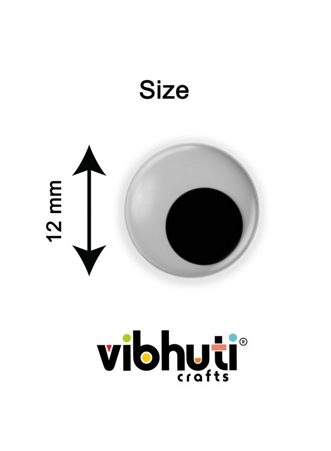 IEIDidactics Vibhuti Crafts Big Googly Eyes for Craft (12 mm, Pack of 100) - Fun Supplies for DIY Projects, Dolls, Soft Toys - Non Adhesive Wiggle Eyes for Art Decorations - Image 2