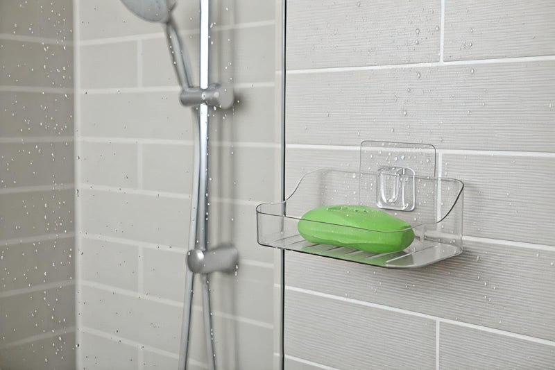 Leawall Self-Adhesive Transparent Soap Holder for BathroomSoap Holder Wall-Mounted, Self-Draining Soap Case, bathroom organiser without drill & Bathroom Organizer Accessories Set (Pack of 2) - Image 3