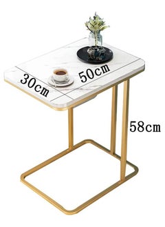 JCB CHIC C-Shape Side Table, Faux Marble Tray Snack Table with Metal Frame, Coffee Accent End Table  - Image 3