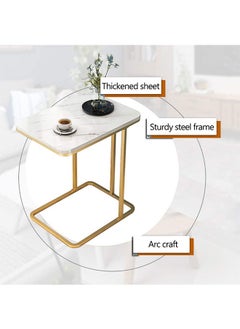 JCB CHIC C-Shape Side Table, Faux Marble Tray Snack Table with Metal Frame, Coffee Accent End Table  - Image 4