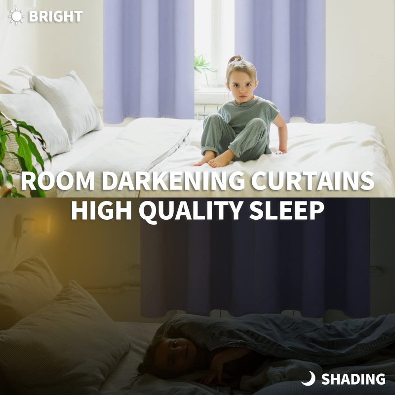 BGment Room Darkening Curtains 45 Inches Long - Grommet Thermal Insulated Drapes Window Treatment Curtains for Bedroom, 2 Panels, 38 x 45 Inch, Lavander - Image 3