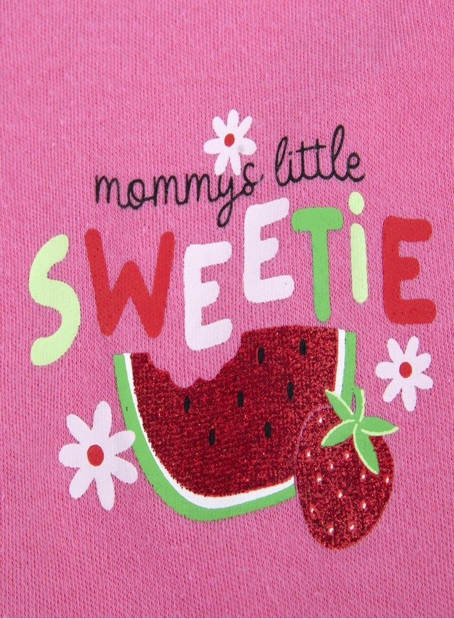 Baby Essentials Baby Girl Strawberry Watermelon Outfit – “Mommy's Little Sweetie” 3 Piece Set with Bodysuit, Bloomers & Headband – Pink Summer Infant Clothes Gift Set (3 months) - Image 2