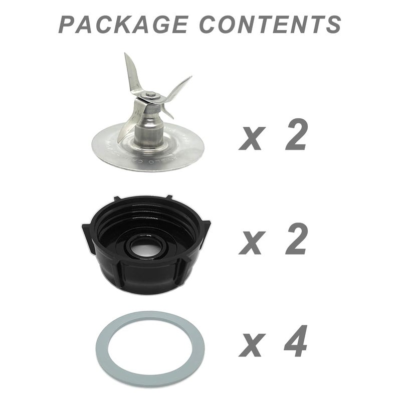 Kuntorie 2 Pack of Blender Replacement Parts Blender Ice Crusher Blade with 2 Jar Base Cap and 4 Rubber O Ring Sealing Ring Gasket for Oster Osterizer Blender Blade Parts - Image 4