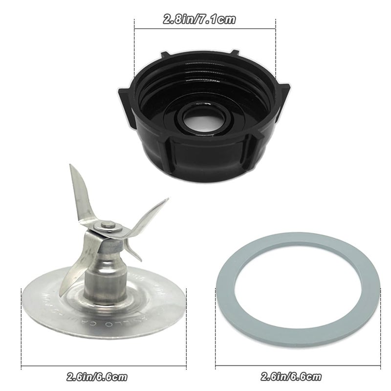 Kuntorie 2 Pack of Blender Replacement Parts Blender Ice Crusher Blade with 2 Jar Base Cap and 4 Rubber O Ring Sealing Ring Gasket for Oster Osterizer Blender Blade Parts - Image 3