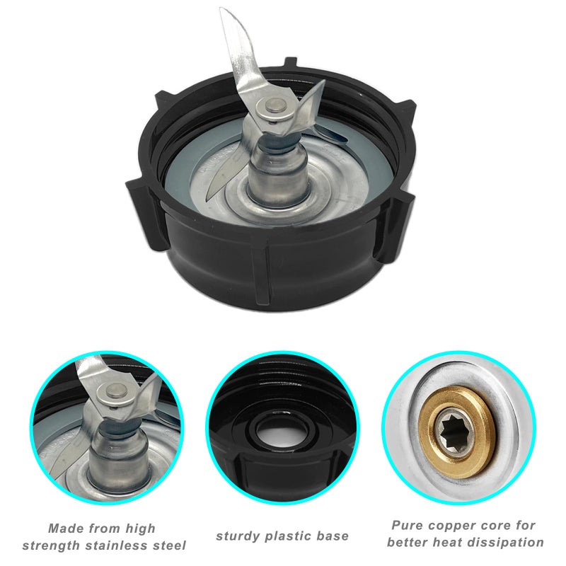 Kuntorie 2 Pack of Blender Replacement Parts Blender Ice Crusher Blade with 2 Jar Base Cap and 4 Rubber O Ring Sealing Ring Gasket for Oster Osterizer Blender Blade Parts - Image 2