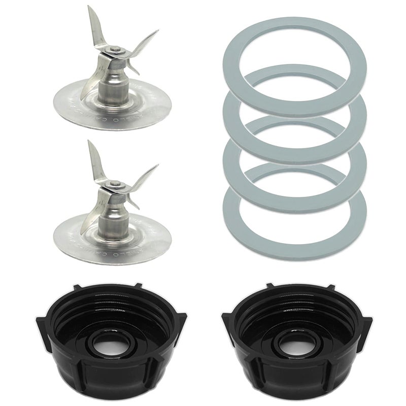 Kuntorie 2 Pack of Blender Replacement Parts Blender Ice Crusher Blade with 2 Jar Base Cap and 4 Rubber O Ring Sealing Ring Gasket for Oster Osterizer Blender Blade Parts - Image 1