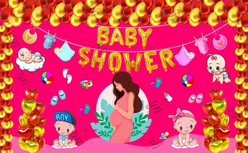 S2S قماش خلفية حفل استقبال المولود لتزيين البوجا التقليدي، قماش تزيين خلفية | قماش ستارة لجميع المهرجانات والفعاليات والمناسبات - (5 × 8 قدم) - Image 1