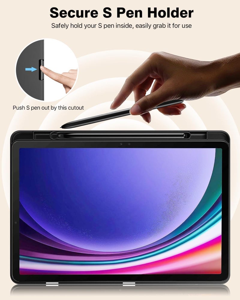 ProElite Cover for Samsung Galaxy Tab S10 Lite 10.9"/ Tab S9 FE 10.9 inch/Tab S10 FE/Tab S9 11" Cover, Soft Flexible Flip Case Cover with S Pen Holder, Auto Sleep Wake, [Recoil Series] - Dark Blue - Image 5