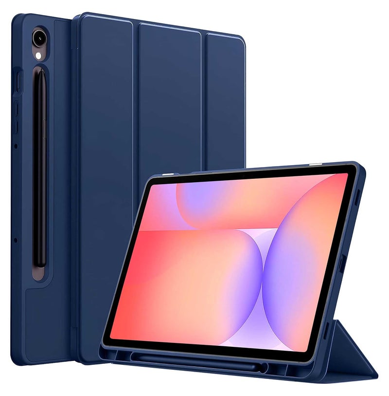ProElite Cover for Samsung Galaxy Tab S10 Lite 10.9"/ Tab S9 FE 10.9 inch/Tab S10 FE/Tab S9 11" Cover, Soft Flexible Flip Case Cover with S Pen Holder, Auto Sleep Wake, [Recoil Series] - Dark Blue - Image 1