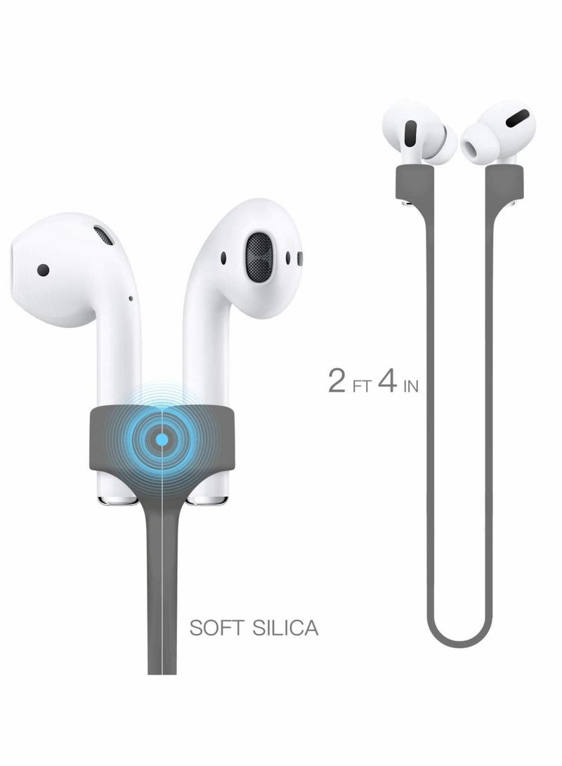 Captaintech Silica Gel Neck Rope Cord Colorful Soft Sport String Tether Lanyard Running Silicone Wire Cable Connector for Magnetic Anti Lost Strap 4PCS (White Black Grey Blue) - Image 4