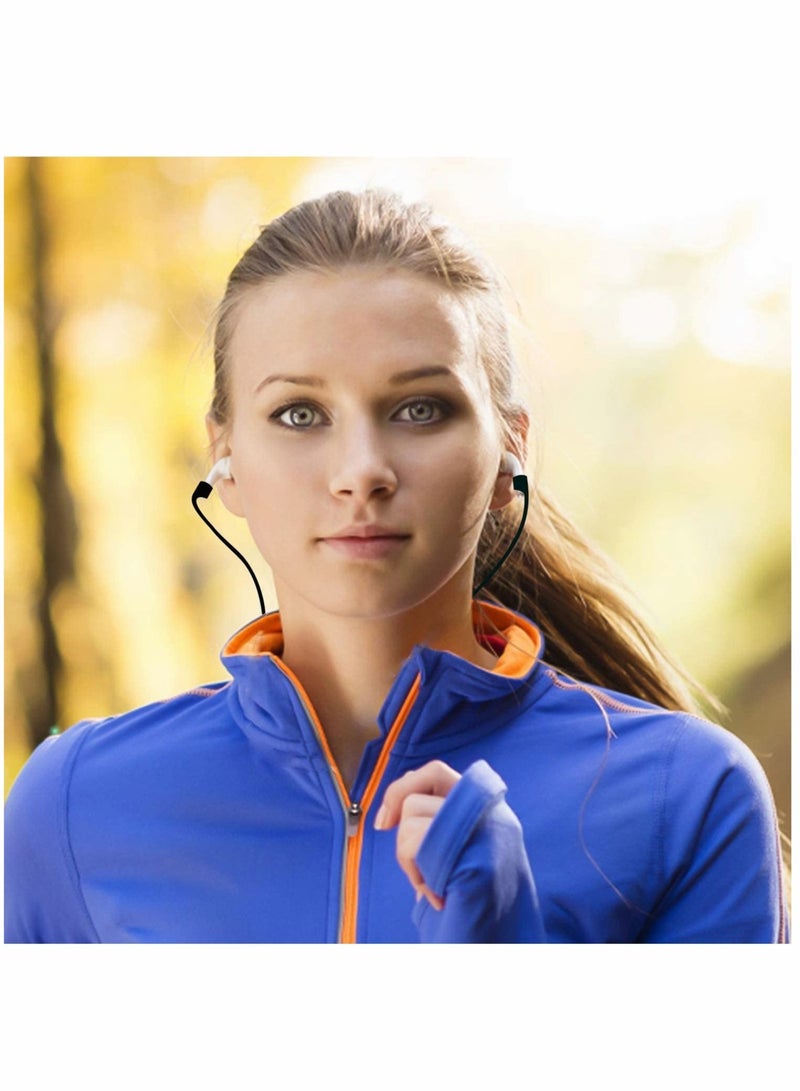 Captaintech Silica Gel Neck Rope Cord Colorful Soft Sport String Tether Lanyard Running Silicone Wire Cable Connector for Magnetic Anti Lost Strap 4PCS (White Black Grey Blue) - Image 3