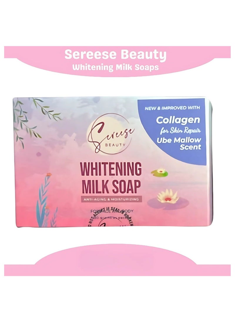Sereese BEAUTY Whitening Milk Soap Anti -Aging & Moisturizing with Collagen for Skin Repair Ube Mallow Scent 100g  - Image 1