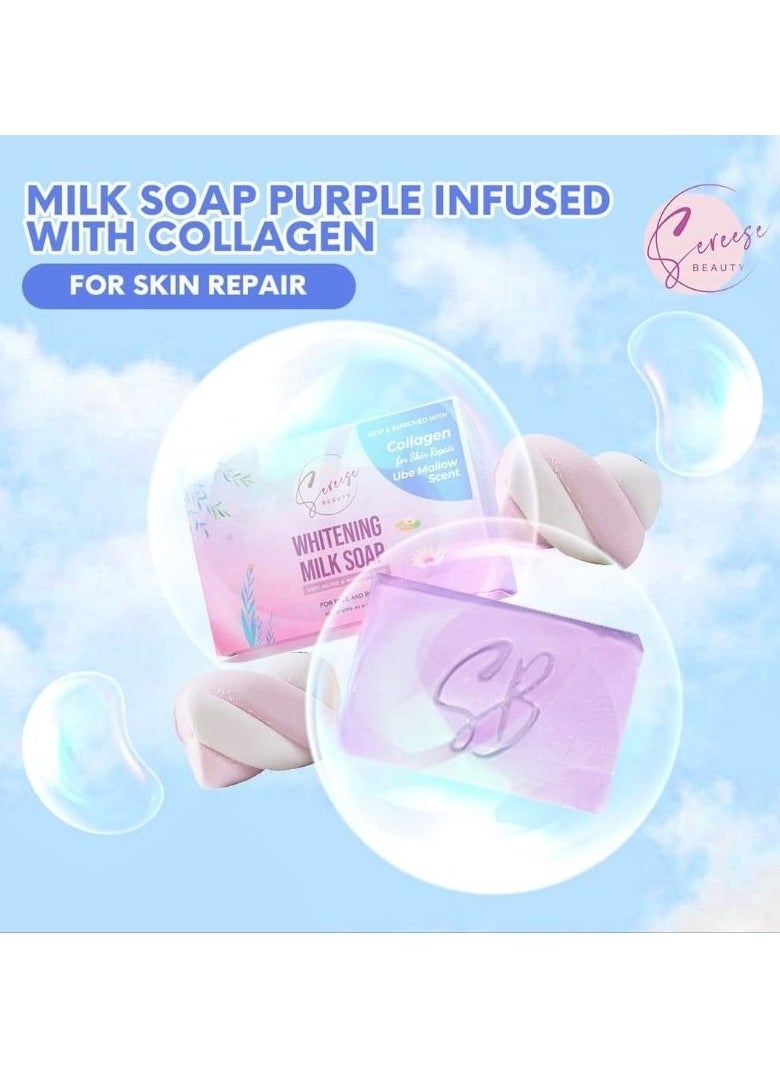 Sereese BEAUTY Whitening Milk Soap Anti -Aging & Moisturizing with Collagen for Skin Repair Ube Mallow Scent 100g  - Image 2