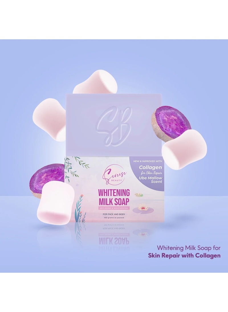 Sereese BEAUTY Whitening Milk Soap Anti -Aging & Moisturizing with Collagen for Skin Repair Ube Mallow Scent 100g  - Image 3