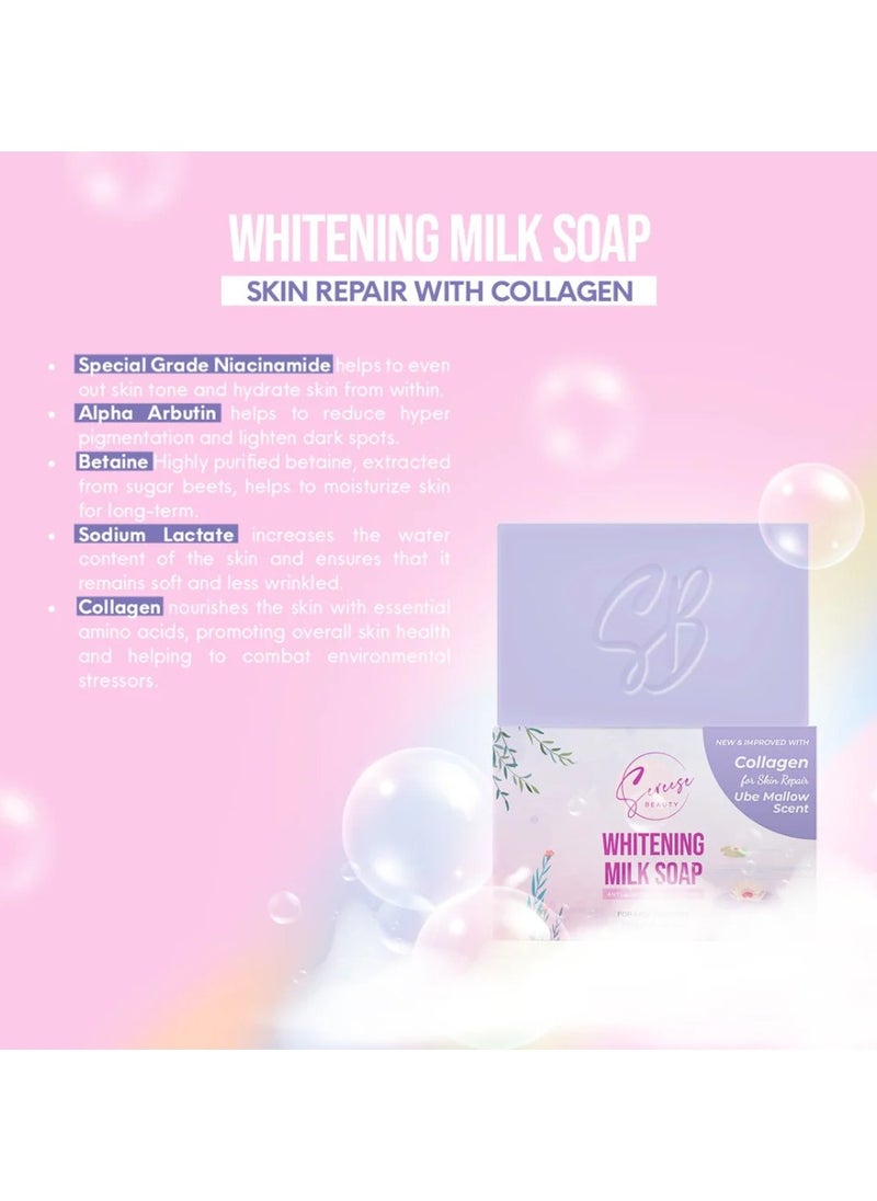 Sereese BEAUTY Whitening Milk Soap Anti -Aging & Moisturizing with Collagen for Skin Repair Ube Mallow Scent 100g  - Image 4