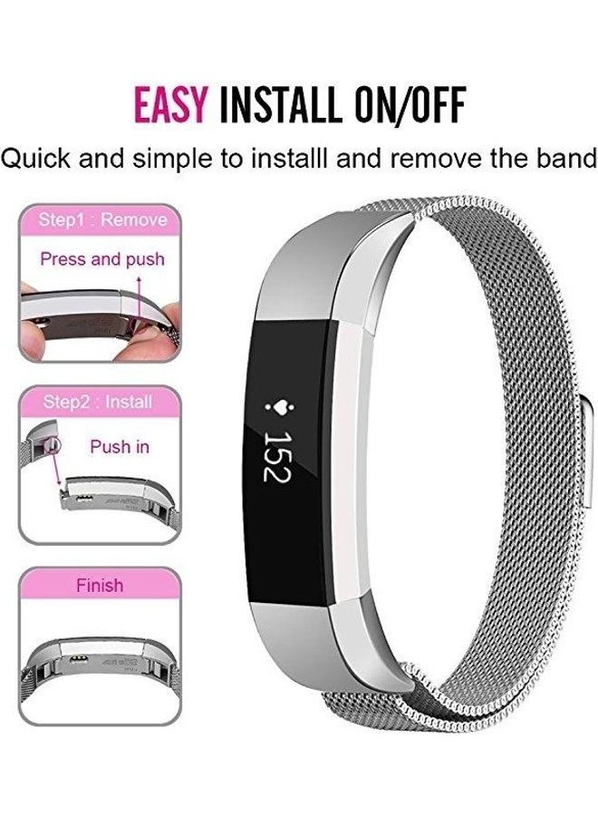 NIBEMINENT Stainless Steel Magnet Wrist Strap for FITBIT Alta Blue - Image 2