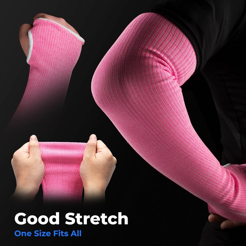OriStout Cut Resistant Gardening Sleeves with Tumb Hole, Protective Arm Sleeves for Yard Work, Kitchen, Arm Guards for Biting, Pet Grooming, Gardening Gifts for Women, Pink, 1 Pair - Image 4