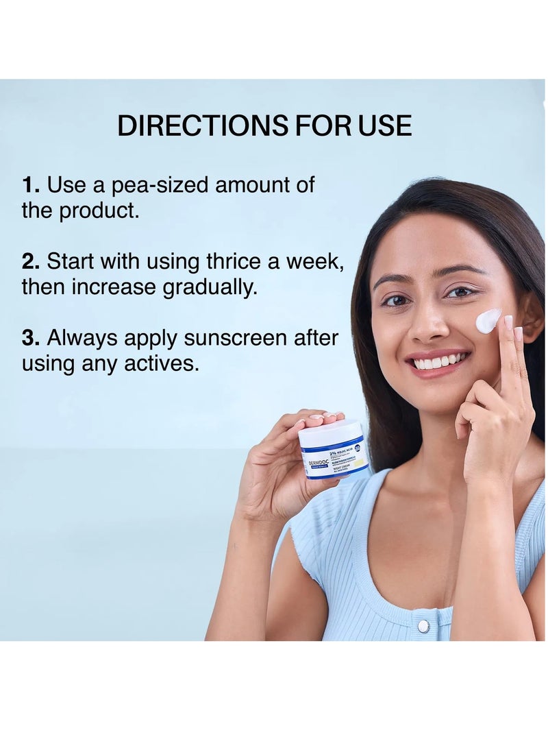 DERMDOC Combo Kit of 2% Kojic Acid Glow Fusion Formula Night Cream (50 gm) | Pack of 2 | Skin Brightening Face Cream I Night Cream I Kojic Acid Brightening Cream I Glowing Skin | With Niacinamide & Alpha Arbutin for Skin Brightening - Image 5