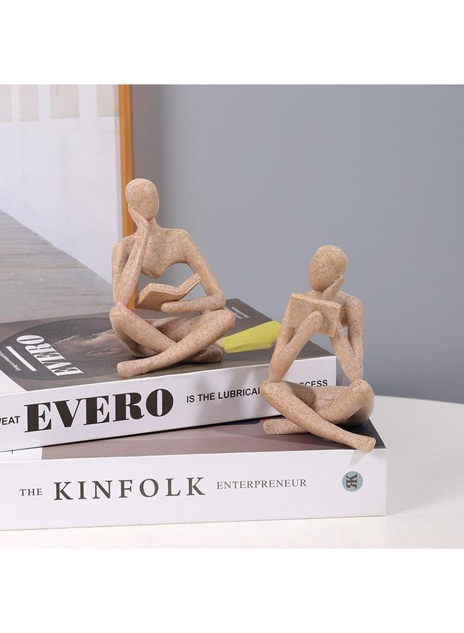 الأزرق جي دبليو شخصية إبداعية مجردة جديدة مفكر قراءة زخارف راتنج غرفة المعيشة النموذجية - Image 5