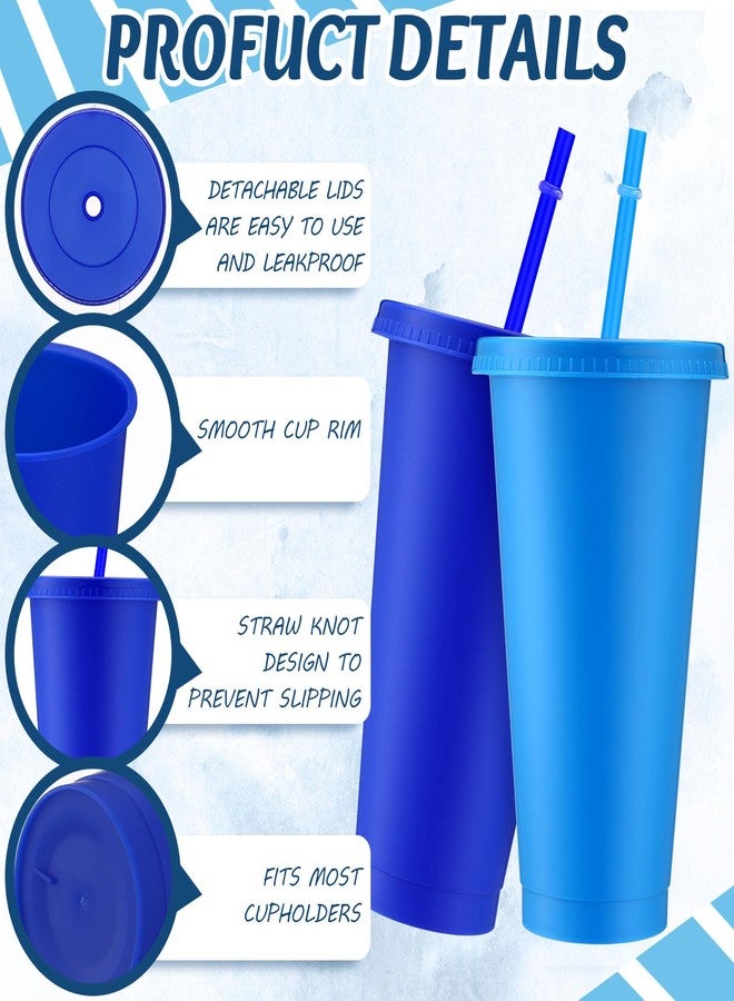 Skylety 24 Pcs Winter Plastic Cups with Lids and Straws 24 oz Dusty Blue Reusable Tumbler Large Travel Mug Cup Coffee Beverage Drinks Party Supplies for Wedding Bridal Baby Shower Birthday - Image 3