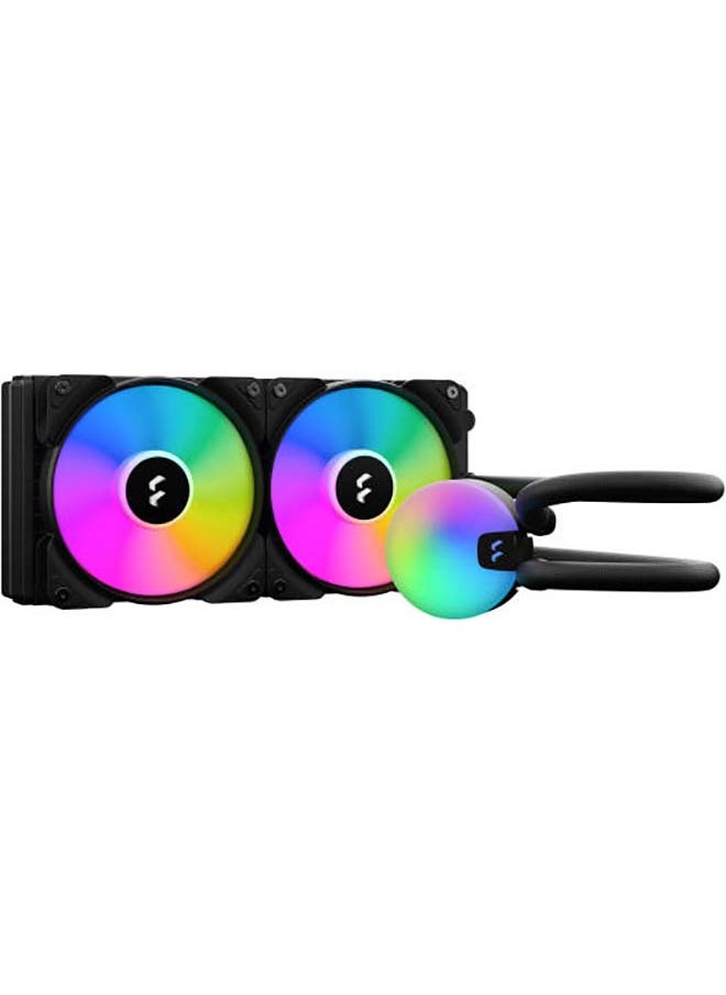 Fractal Design Lumen S24 V2 RGB 240mm Liquid CPU Cooler, 2x Aspect 12 RGB PWM Fans, 400mm Tube, 90° Intervals, Pre-Applied Thermal Paste, 6 ARGB LEDs, Support LGA 1700/AM5, Black | FD-W-L1-S2412
