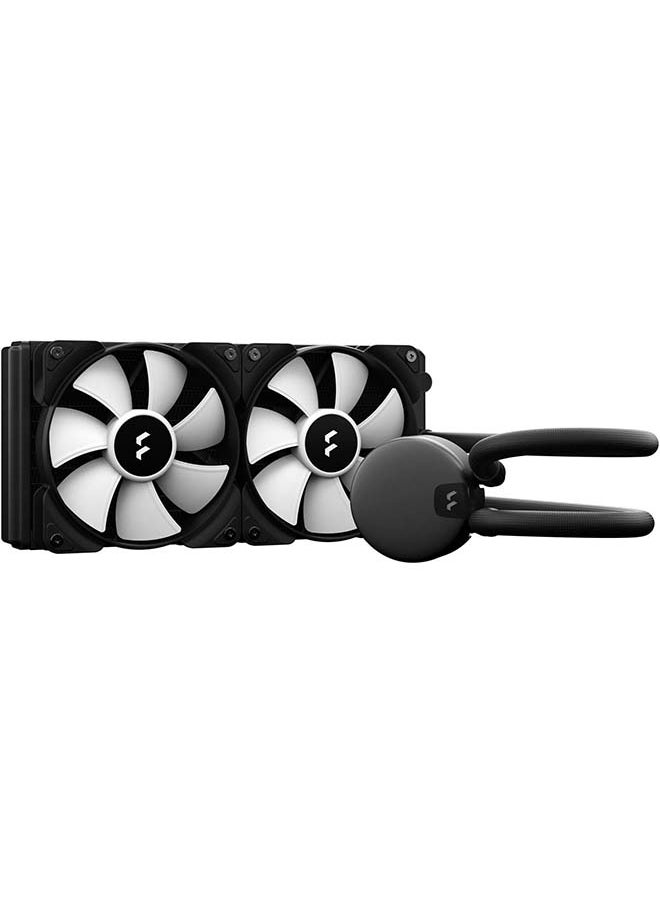 Fractal Design Lumen S24 V2 RGB 240mm Liquid CPU Cooler, 2x Aspect 12 RGB PWM Fans, 400mm Tube, 90° Intervals, Pre-Applied Thermal Paste, 6 ARGB LEDs, Support LGA 1700/AM5, Black | FD-W-L1-S2412