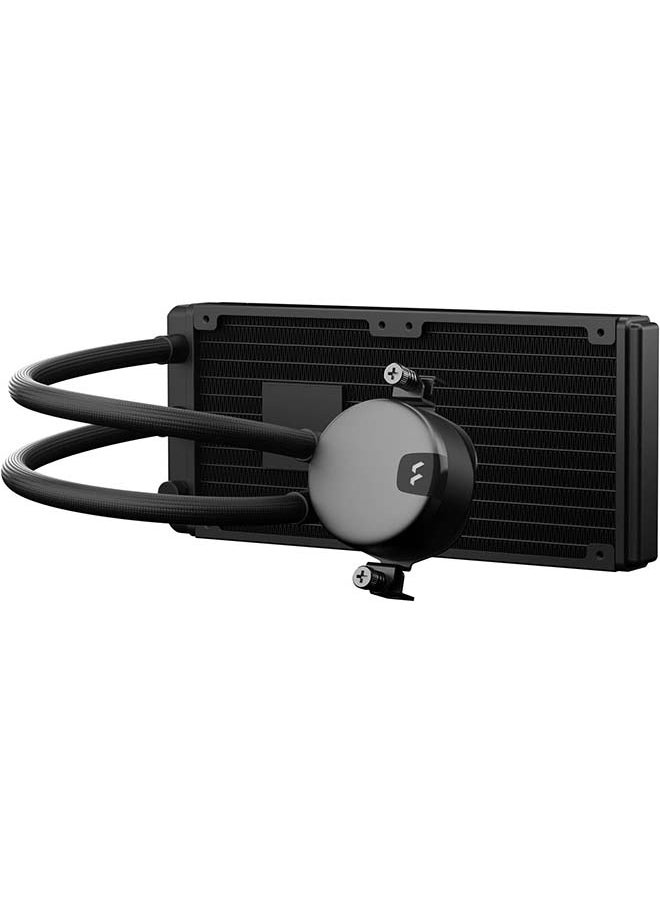 Fractal Design Lumen S24 V2 RGB 240mm Liquid CPU Cooler, 2x Aspect 12 RGB PWM Fans, 400mm Tube, 90° Intervals, Pre-Applied Thermal Paste, 6 ARGB LEDs, Support LGA 1700/AM5, Black | FD-W-L1-S2412