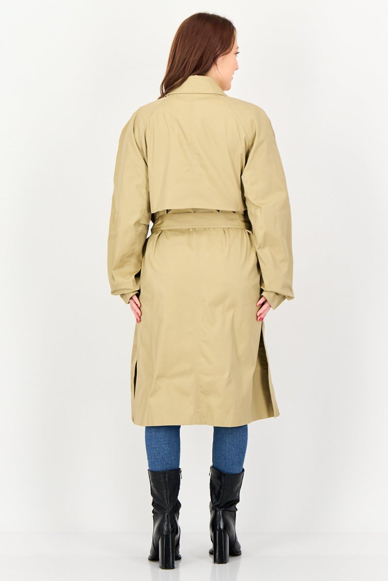 SELECTED Women Regular Fit Plain Trench Coat, Taupe - Image 4