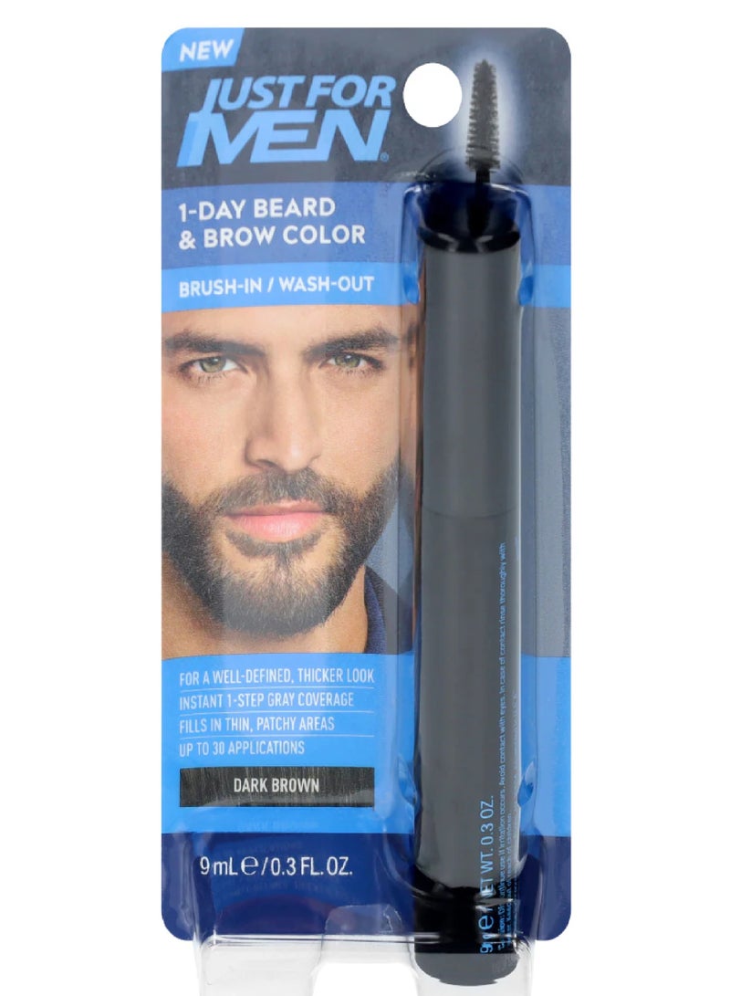JFM 1-DAY BEARD&BROW BRUSH-IN/WASH-OUT DARK BROWN 9G