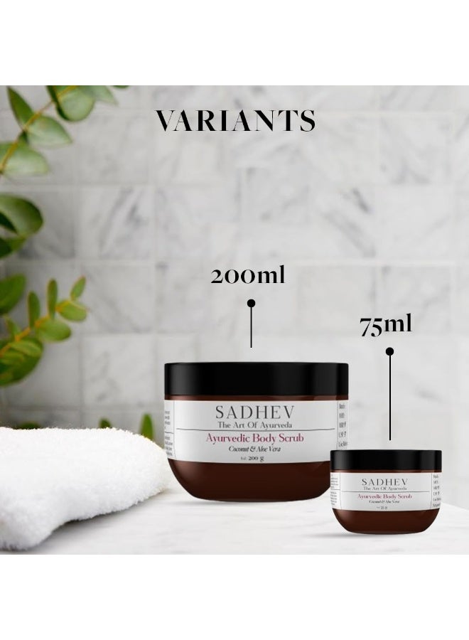 Sadhev Natural and Ayurvedic Coconut and Aloe Vera Body Scrub For Cleaning Dirt, Dead, and Damaged Skin Cells, Improve Skin Tone 75 gm - Image 3