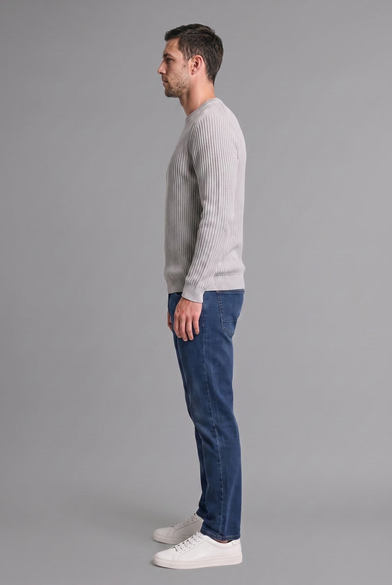 DeFacto Grey Man Standard Fit Crew Neck Ribbed Knit Pullover Casual - Image 4