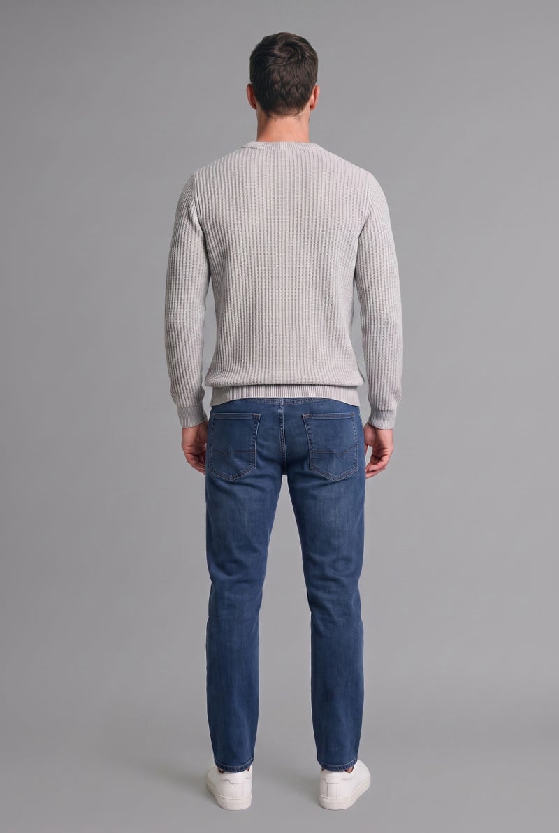 DeFacto Grey Man Standard Fit Crew Neck Ribbed Knit Pullover Casual - Image 5