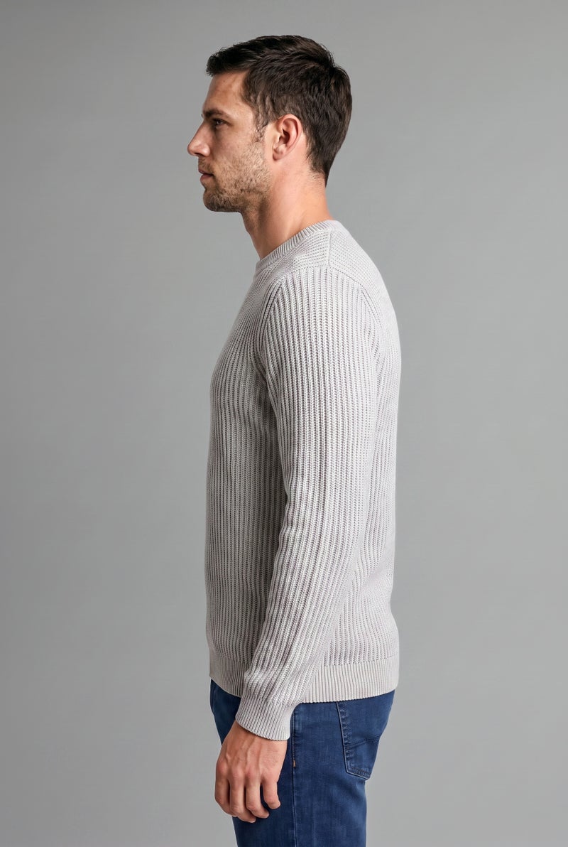 DeFacto Grey Man Standard Fit Crew Neck Ribbed Knit Pullover Casual - Image 3